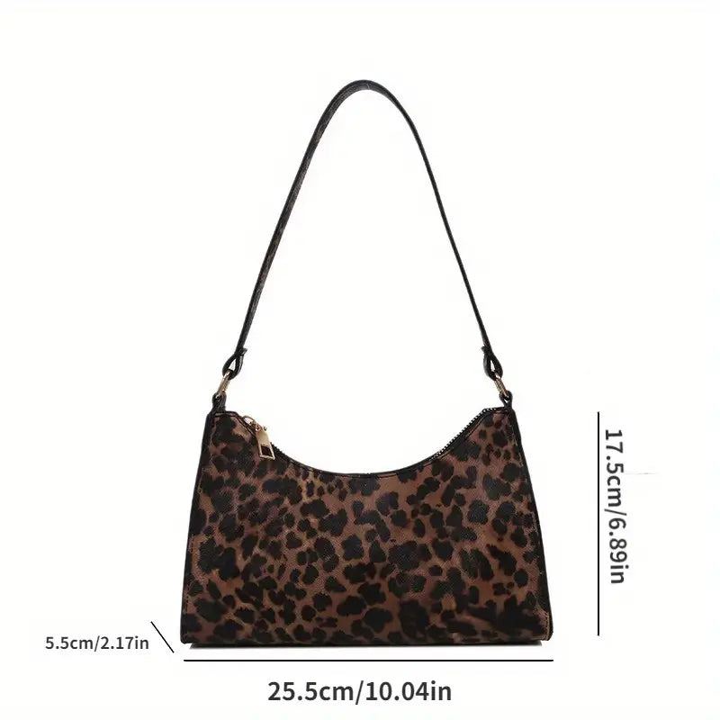 Barbara's Bags - French Style Shoulder Bag with Leopard Print