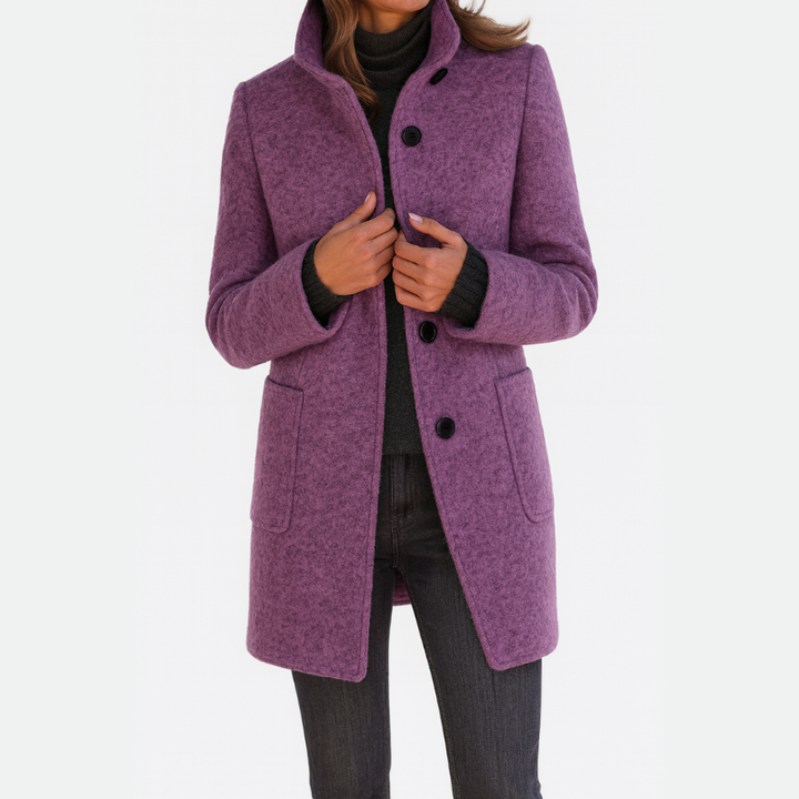 Women’s High-Collar Wool Blend Coat