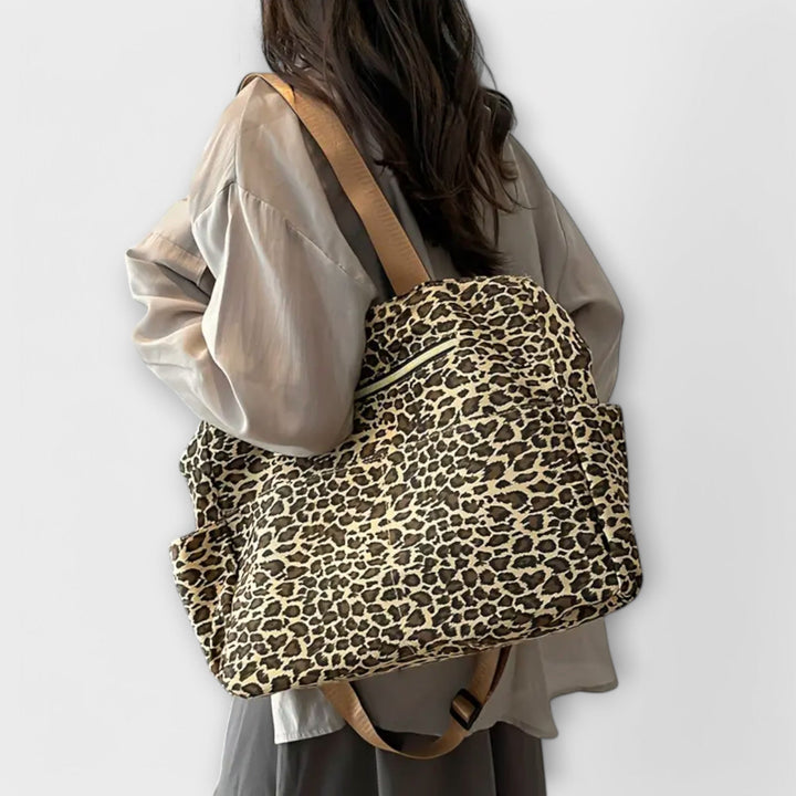 Barbara's Bags - Canvas Crossbody Bag with Leopard Print