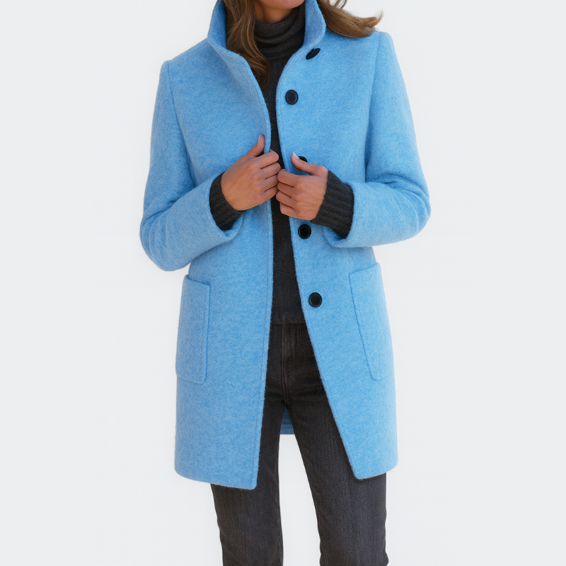 Women’s High-Collar Wool Blend Coat