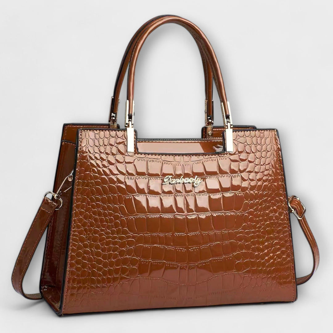 Barbara's Bags - Glossy Handbag with Crocodile Print