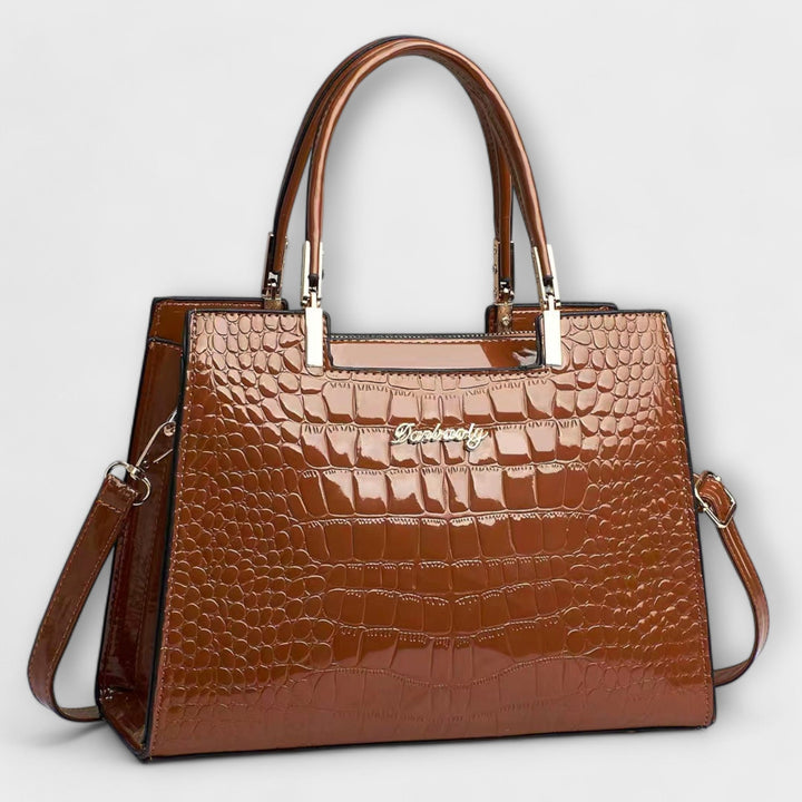 Barbara's Bags - Glossy Handbag with Crocodile Print