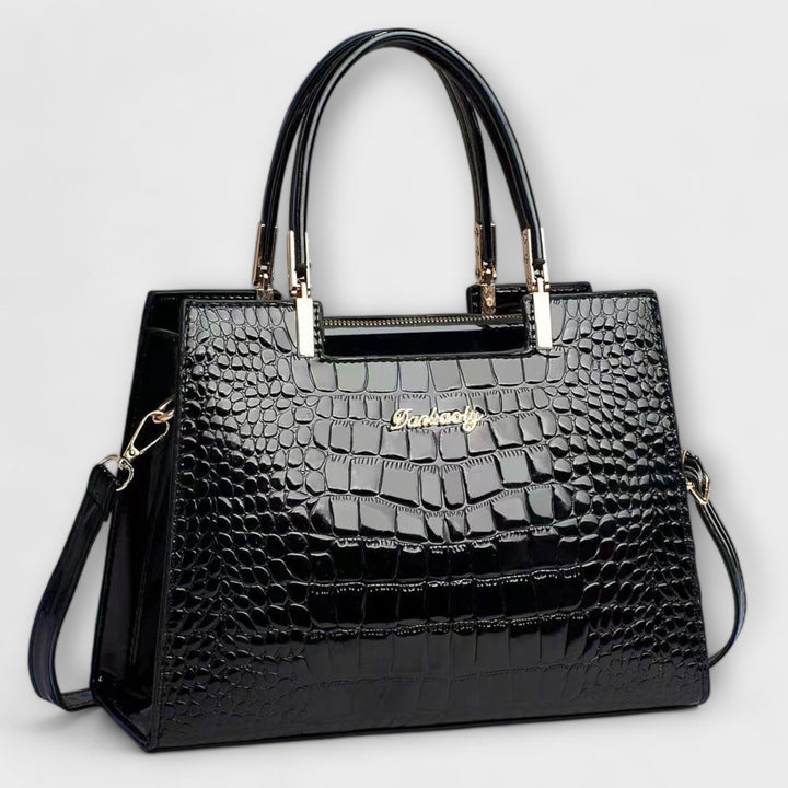 Barbara's Bags - Glossy Handbag with Crocodile Print