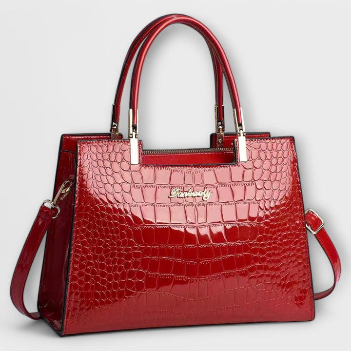 Barbara's Bags - Glossy Handbag with Crocodile Print