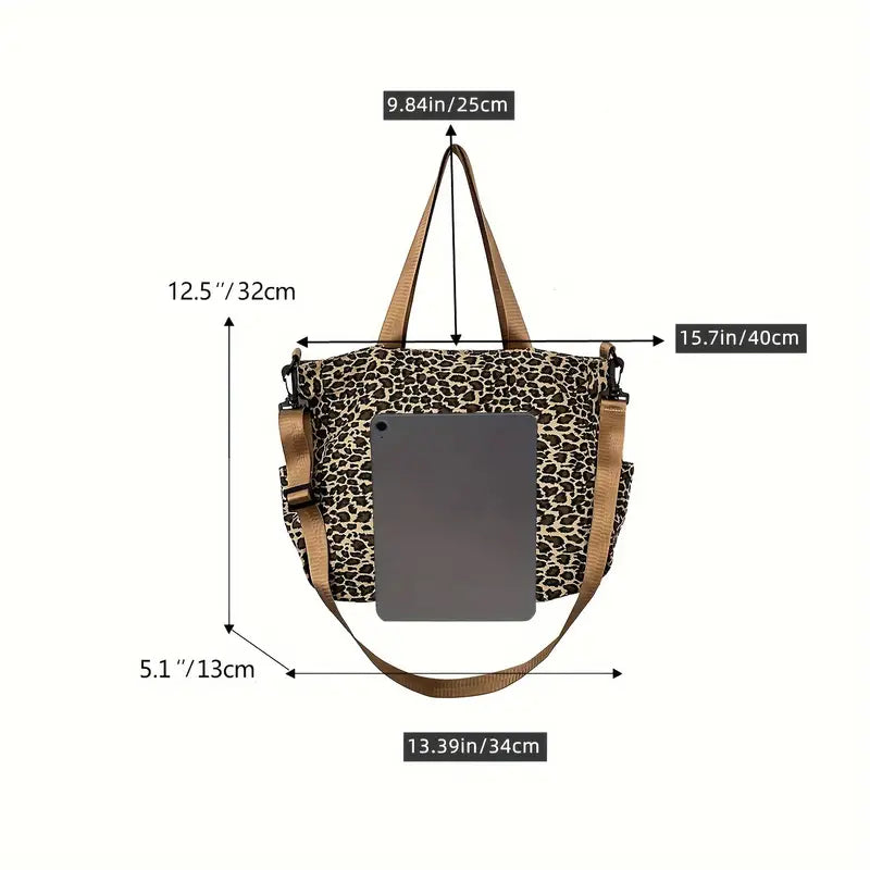 Barbara's Bags - Canvas Crossbody Bag with Leopard Print