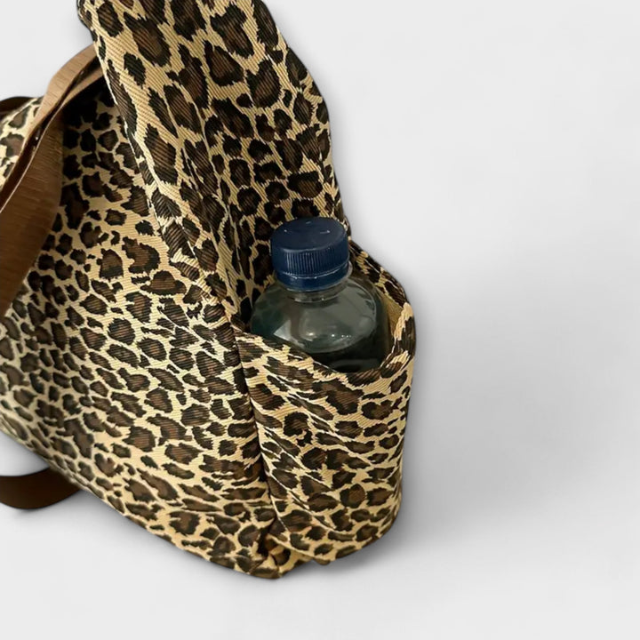 Barbara's Bags - Canvas Crossbody Bag with Leopard Print