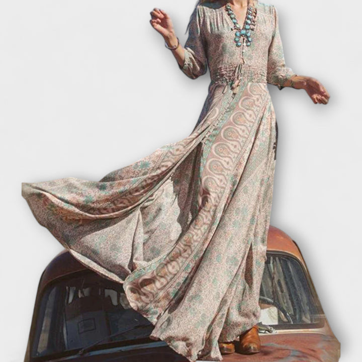 Yolanda - Luźna sukienka maxi w stylu boho