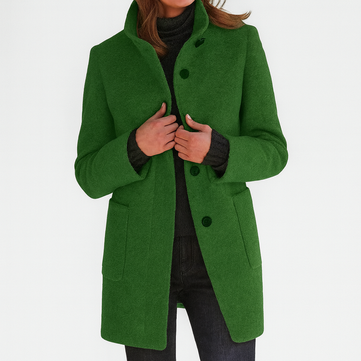 Women’s High-Collar Wool Blend Coat