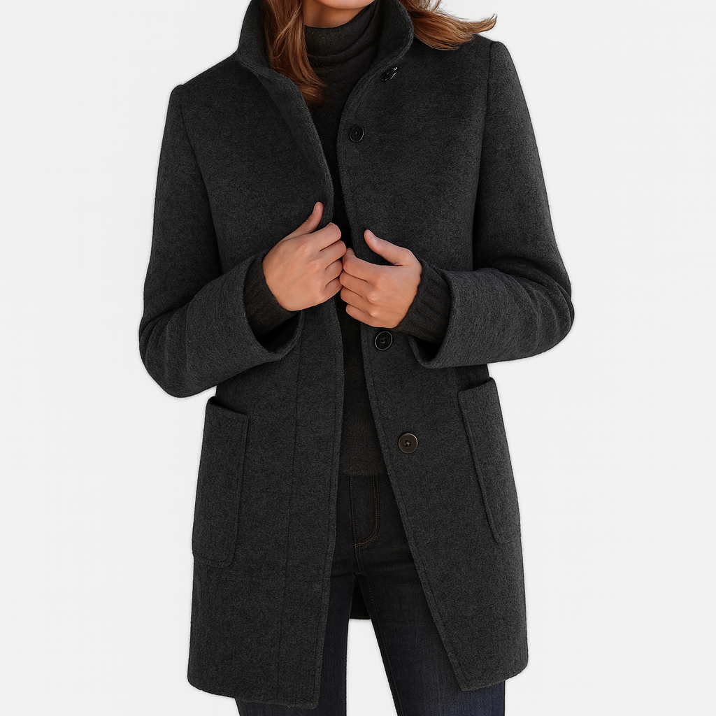 Women’s High-Collar Wool Blend Coat