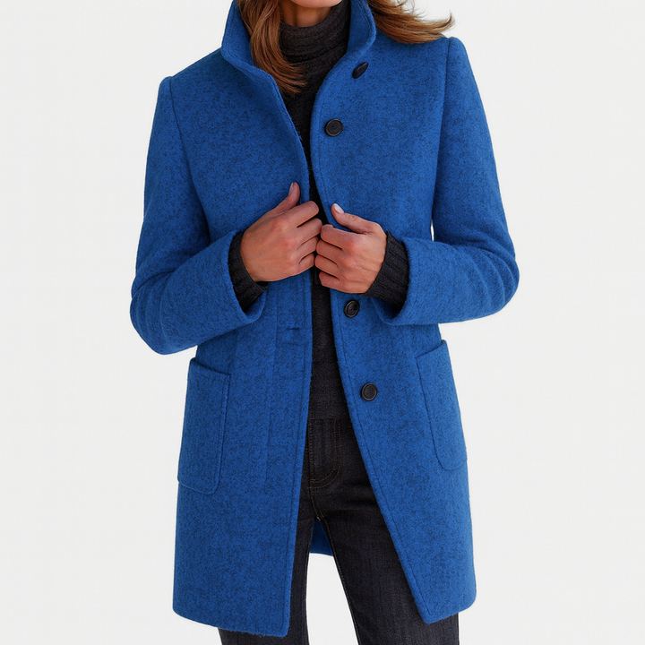 Women’s High-Collar Wool Blend Coat