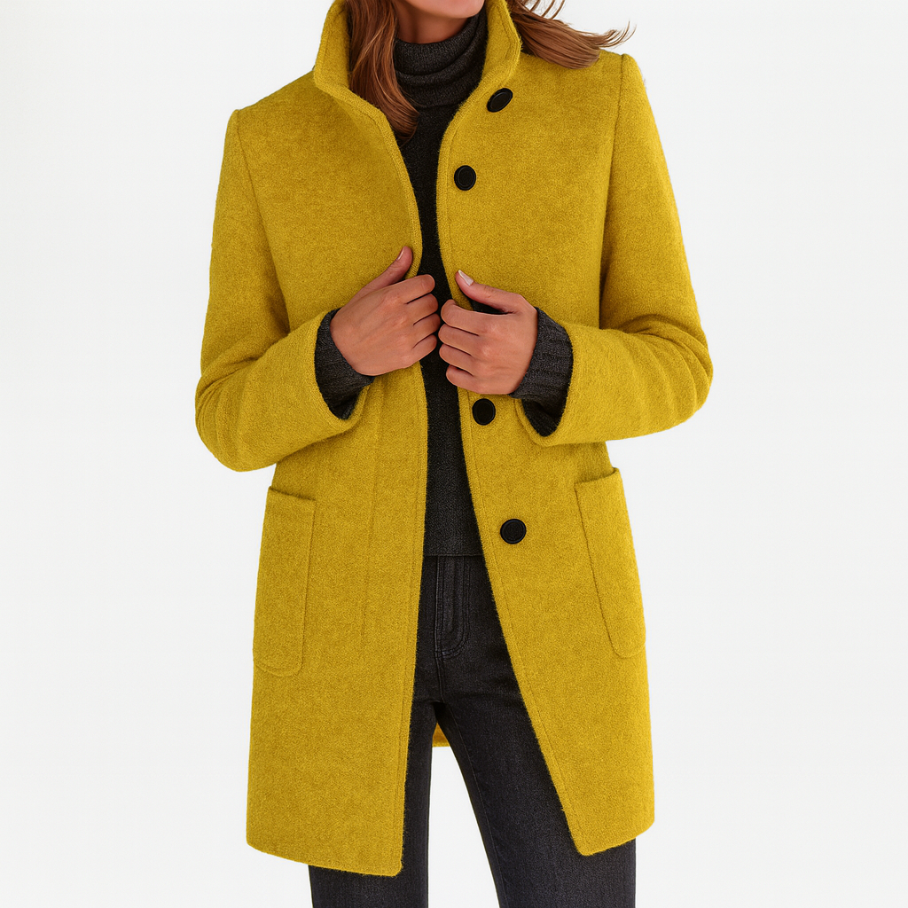 Women’s High-Collar Wool Blend Coat