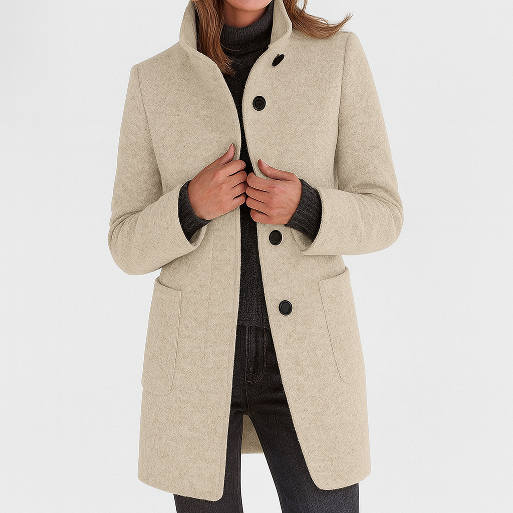 Women’s High-Collar Wool Blend Coat