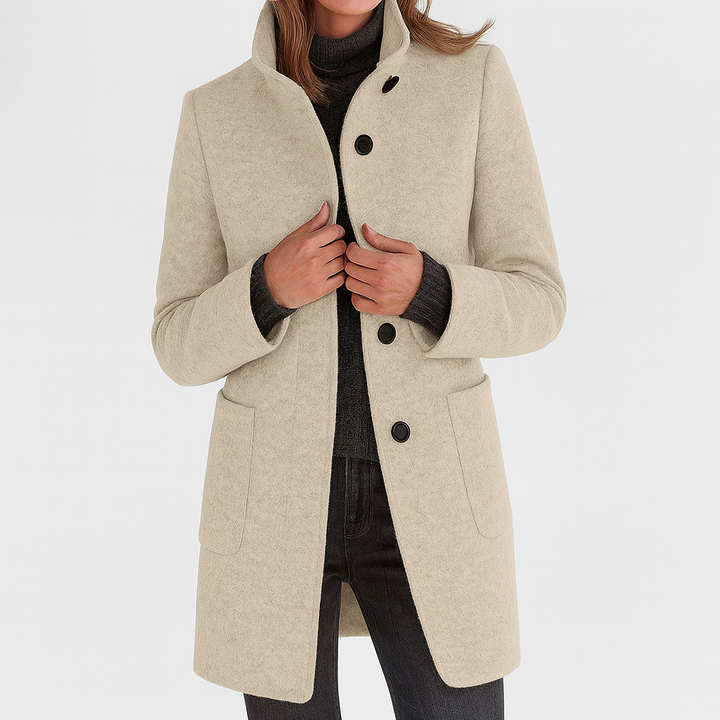 Women’s High-Collar Wool Blend Coat