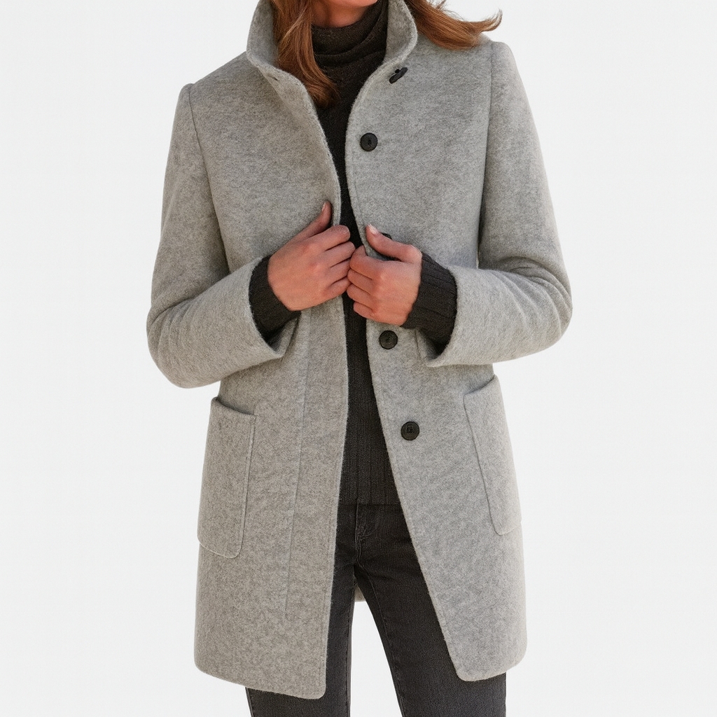 Women’s High-Collar Wool Blend Coat