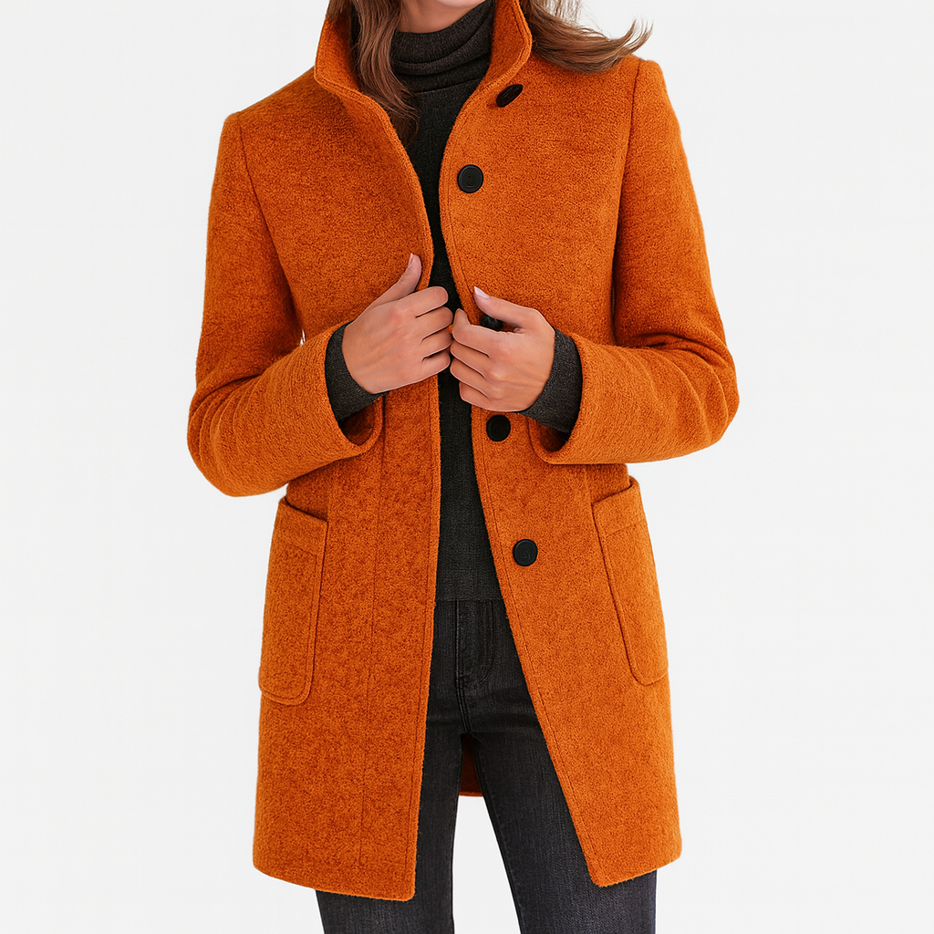 Women’s High-Collar Wool Blend Coat