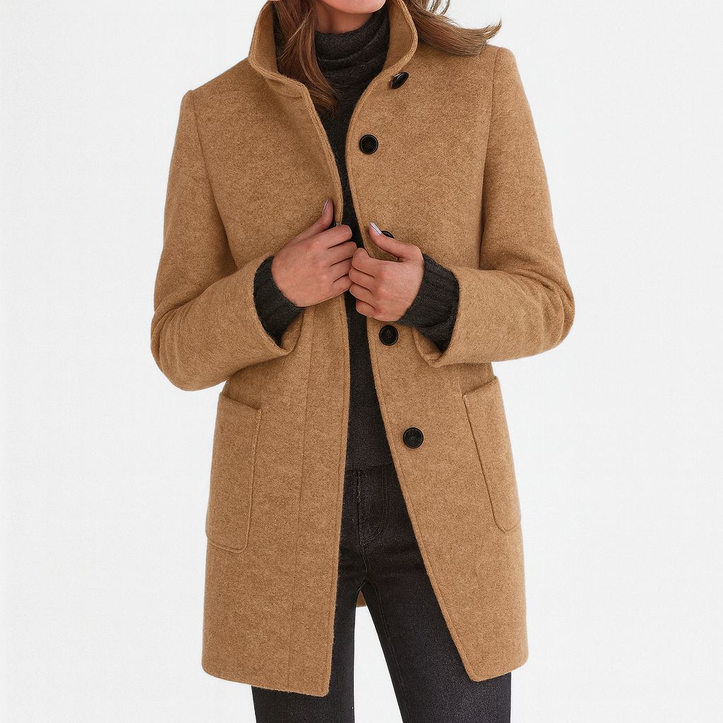 Women’s High-Collar Wool Blend Coat