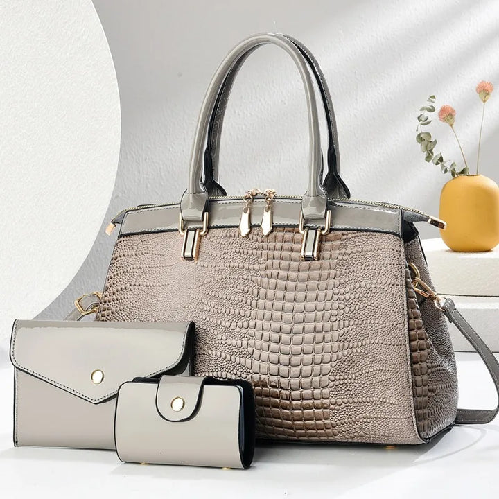 Barbara's Bags - Stylish Retro Leather 3-Piece Leather Bag Set
