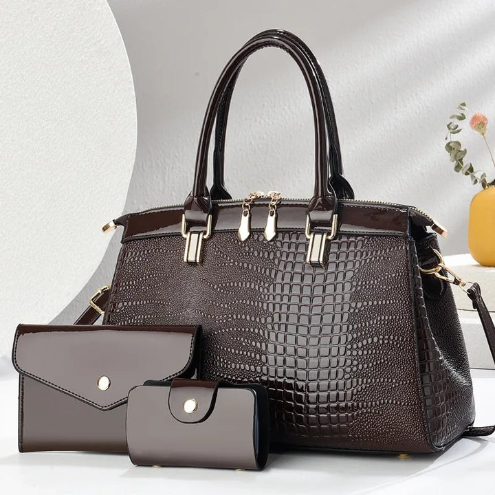 Barbara's Bags - Stylish Retro Leather 3-Piece Leather Bag Set
