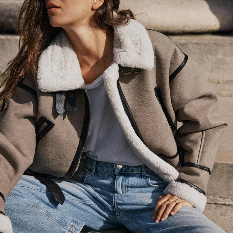 Bellini | Casaco de couro versátil caqui