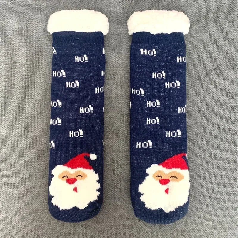 Christmas Gift Slipper Socks Women Thermal Winter Warm Plush Non slip Grip Sleeping Floor Short Sock Fuzzy Fluffy Female Cartoon