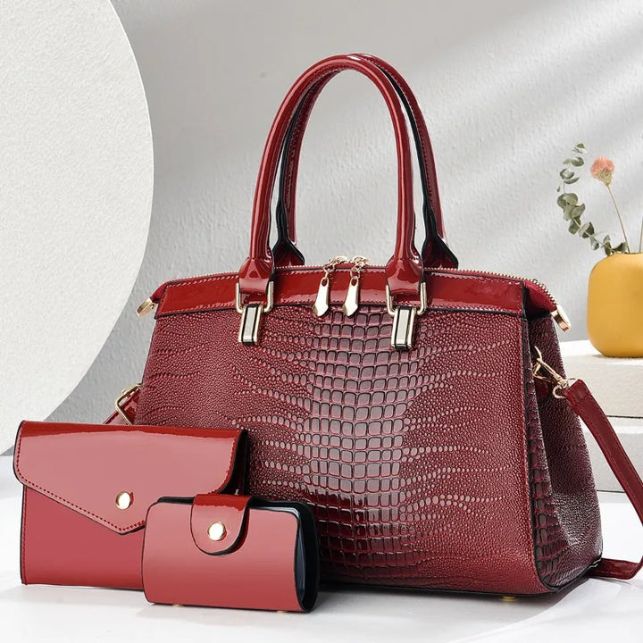 Barbara's Bags - Stylish Retro Leather 3-Piece Leather Bag Set