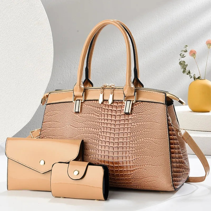 Barbara's Bags - Stylish Retro Leather 3-Piece Leather Bag Set