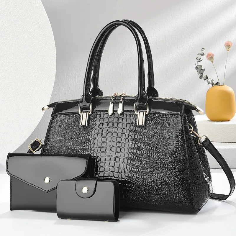 Barbara's Bags - Stylish Retro Leather 3-Piece Leather Bag Set