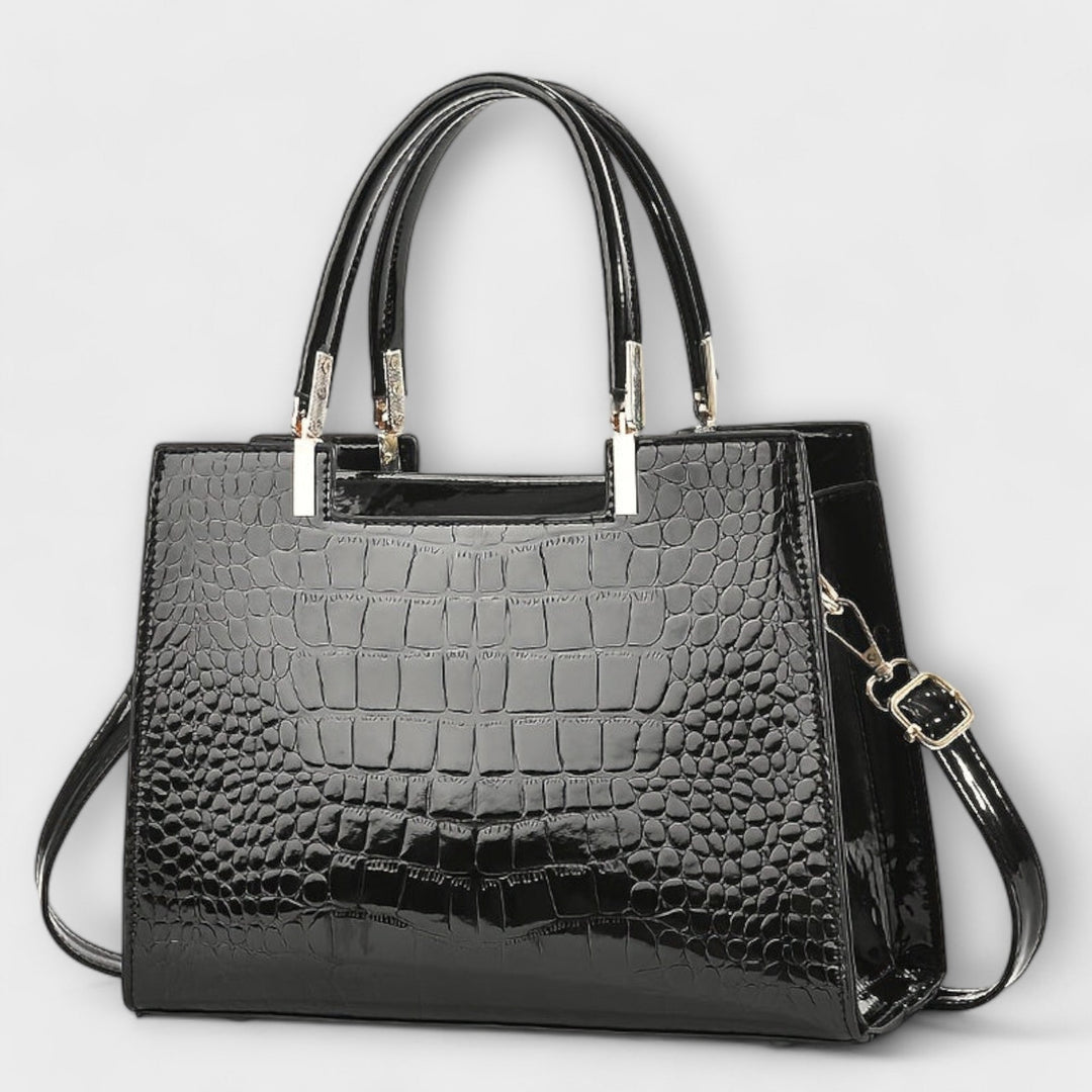 Barbara's Bags - Glossy Handbag with Crocodile Print