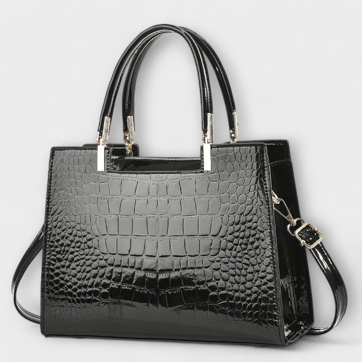 Barbara's Bags - Glossy Handbag with Crocodile Print