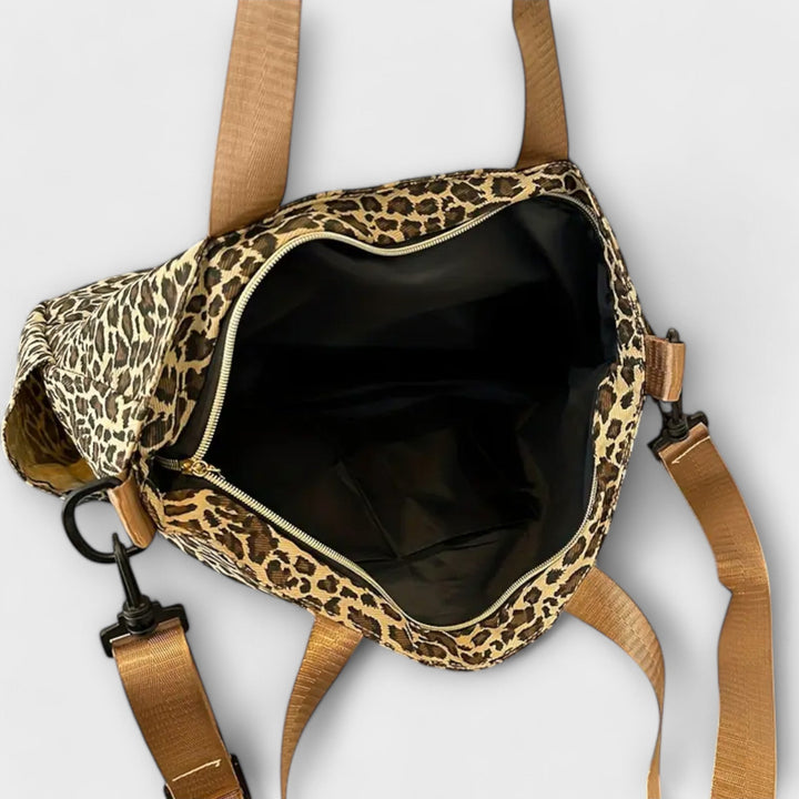 Barbara's Bags - Canvas Crossbody Bag with Leopard Print