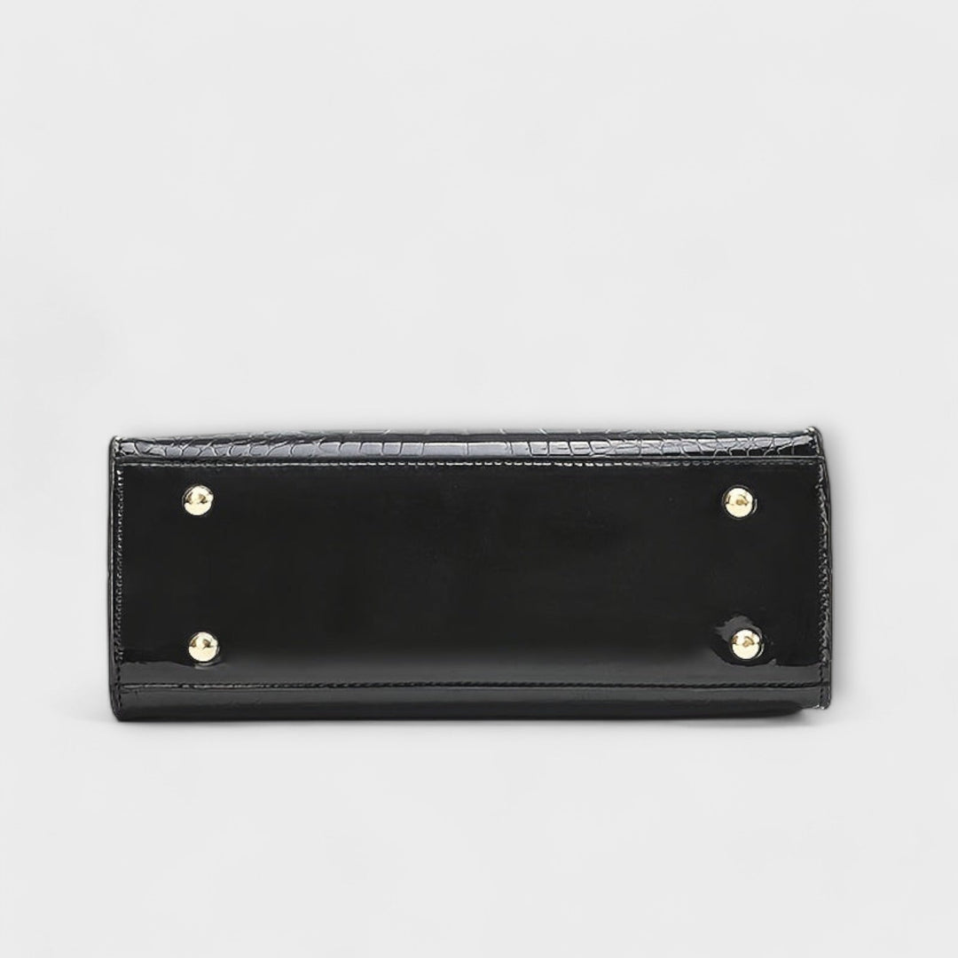 Barbara's Bags - Glossy Handbag with Crocodile Print