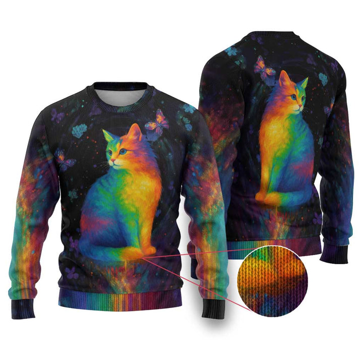 Cat Colorful Christmas Ugly Christmas